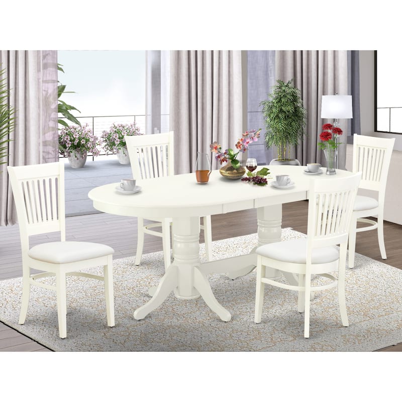 East West Furniture Dinette Set- an Oval Dining Table with and Linen Fabric Chairs, Linen White(Seat Type & Pieces Options) - VAVA5-LWH-C