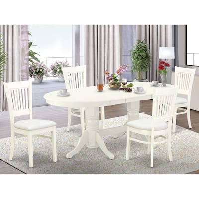 East West Furniture Dinette Set- an Oval Dining Table with and Linen Fabric Chairs, Linen White(Seat Type & Pieces Options)