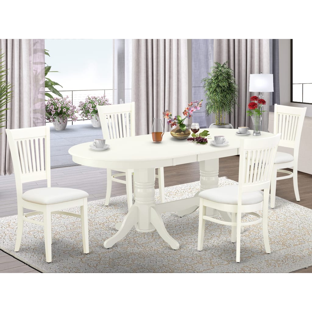 East West Furniture Dinette Set- an Oval Dining Table with and Linen Fabric Chairs, Linen White(Seat Type & Pieces Options)
