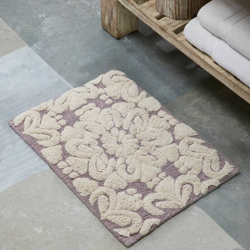Better Trends Medallion Collection 100% Cotton 2-Pc Set Bathroom Rugs-Soft & Super Absorbent, Non-Skid Latex, Machine Washable