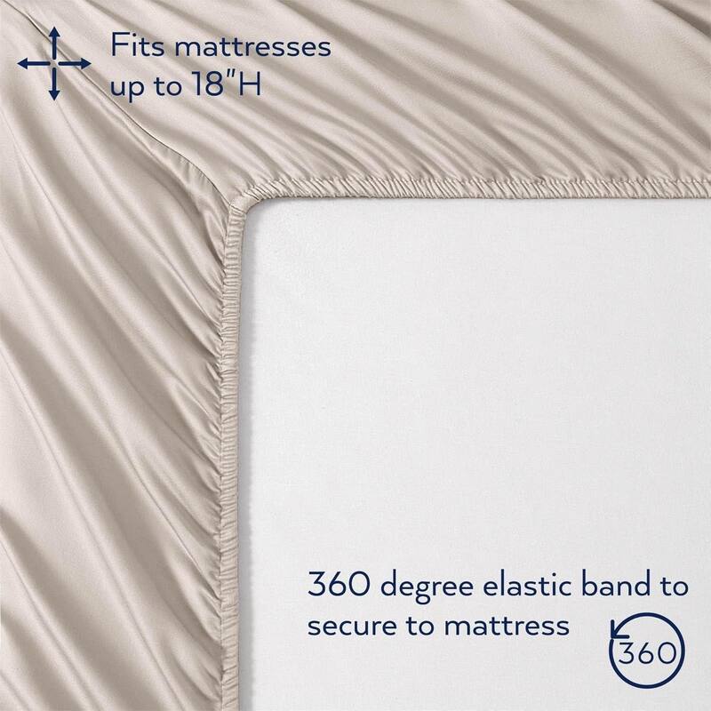 Thomasville 1500 Thread Count Beige Piece Premium Cotton Rich Sateen Sheet Set