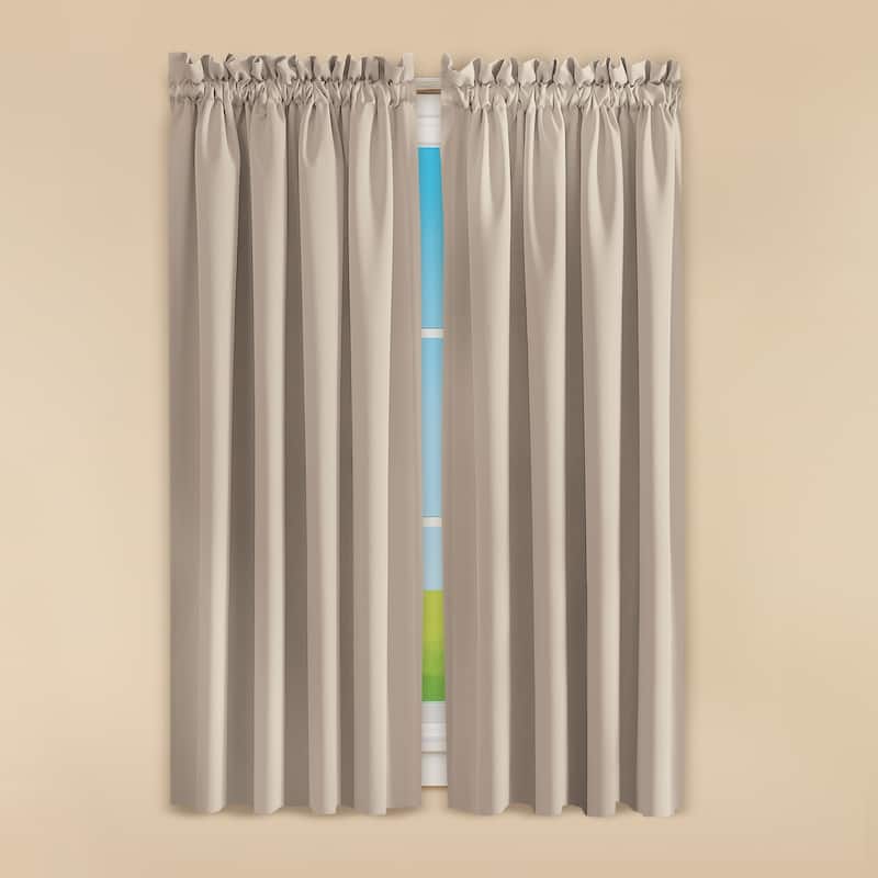 Madison Room-Darkening Solid Color Curtains - Stone - 54" x 63" - 63 Inches