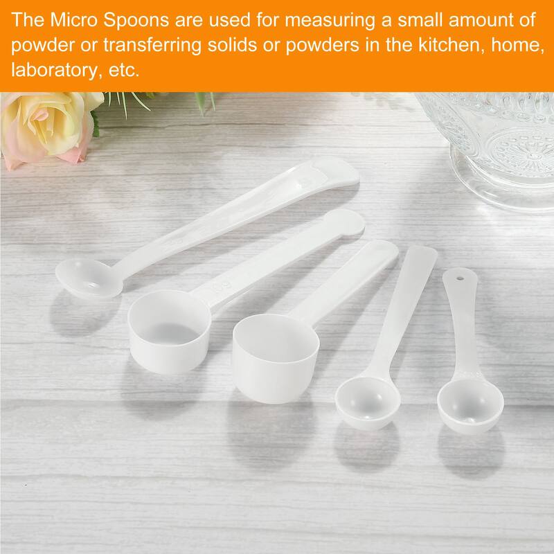 Micro Spoons 2 Gram Measuring Scoop Round Bottom Mini Spoon 15Pcs - White