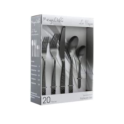 Emmalyn 20 Piece Stainless Steel Service For 4 Matte Finish Silverware Set in Black