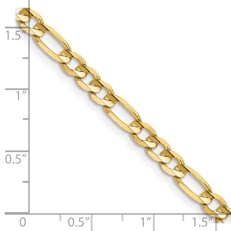 Curata 14k Yellow Gold Solid Polished 4.5mm Concave Open Figaro Chain Bracelet Lobster Claw