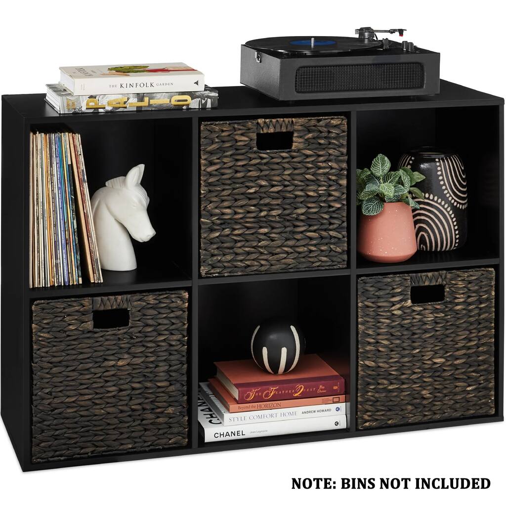 6-Cube Bookshelf, 13.5in Storage Display w/ Removable Panels