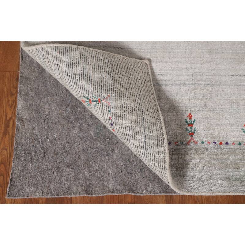 Gabbeh Indian Area Rug Handmade Beige Wool Carpet - 7'7"x 9'8"