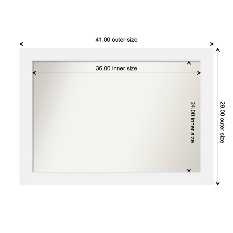 Corvino White Framed Non-Beveled Custom Wall Mirror, Bathroom Vanity Mirror - Outer Size: 41 x 29