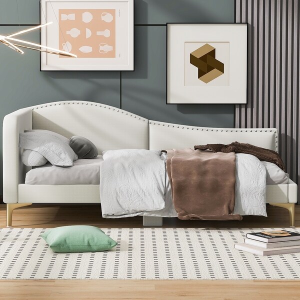 Upholstered Daybed with Headboard and Armrest Bed Bath Beyond 40691479