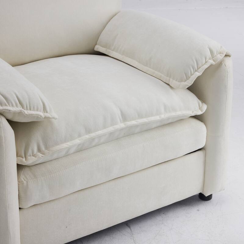 Oversized Chenille Bean Bag Chair, High Back Reading Armchair, Comfy Fluffy Sofa Chair with Cushions & Wide Seat