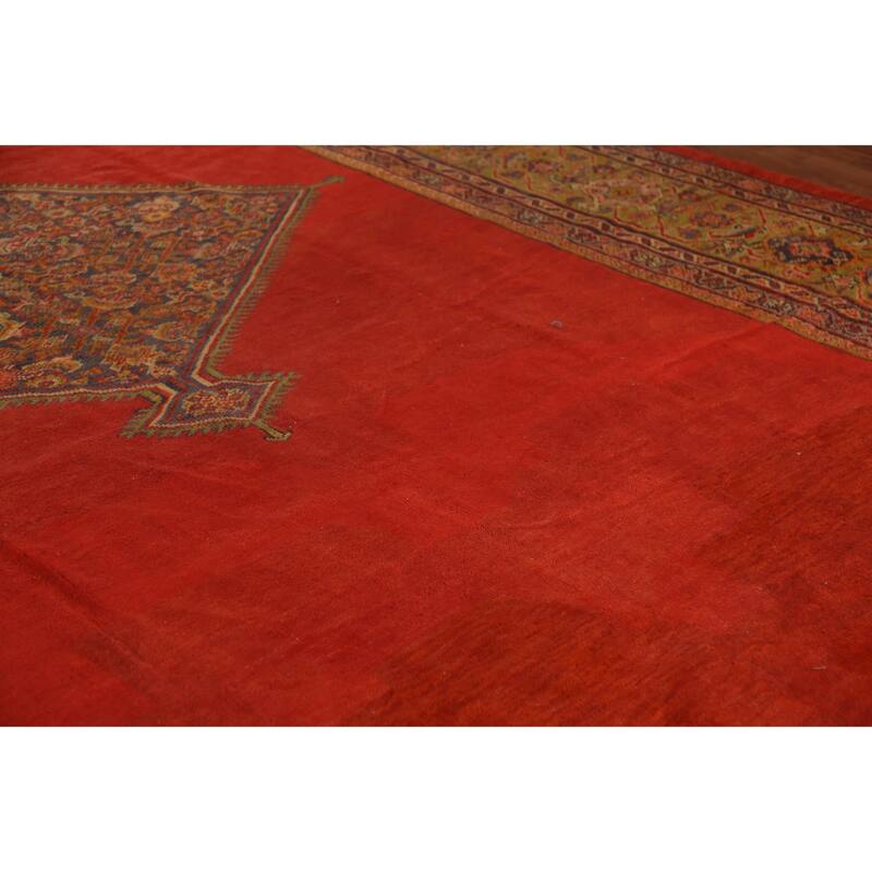 Pre-1900 Antique Sultanabad Persian Large Rug Hand-Knotted Wool Carpet - 9'8"x 16'7"