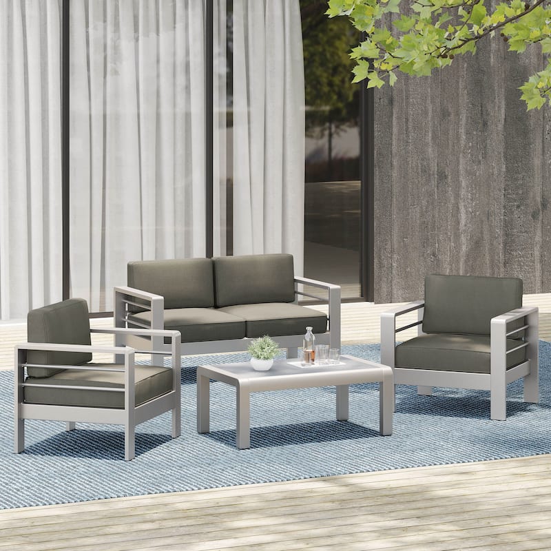 Cape Coral 4-piece Outdoor Chat Set by Christopher Knight Home - Grey NO Sunbrella