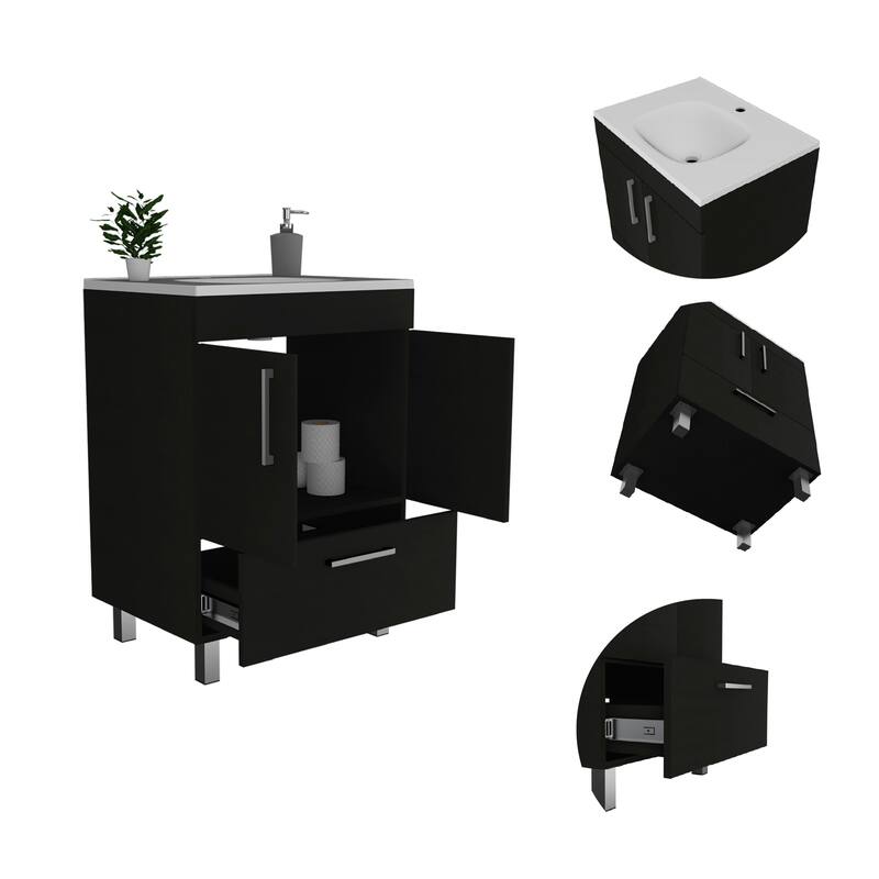 FM Furniture Othello Single Bathroom Vanity with Double Door Cabinet and One Drawer