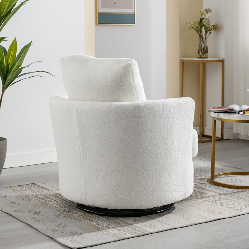 Modern Upholstered Swivel Barrel Chair for Living Room