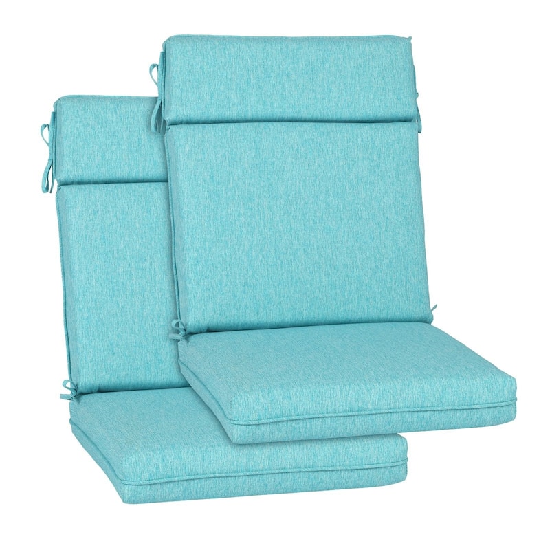 Aoodor Outdoor High Back Dining Chair Cushion Set, 44"x21"x3.2", Set of 2 - 44"x21"x3.2" - Teal