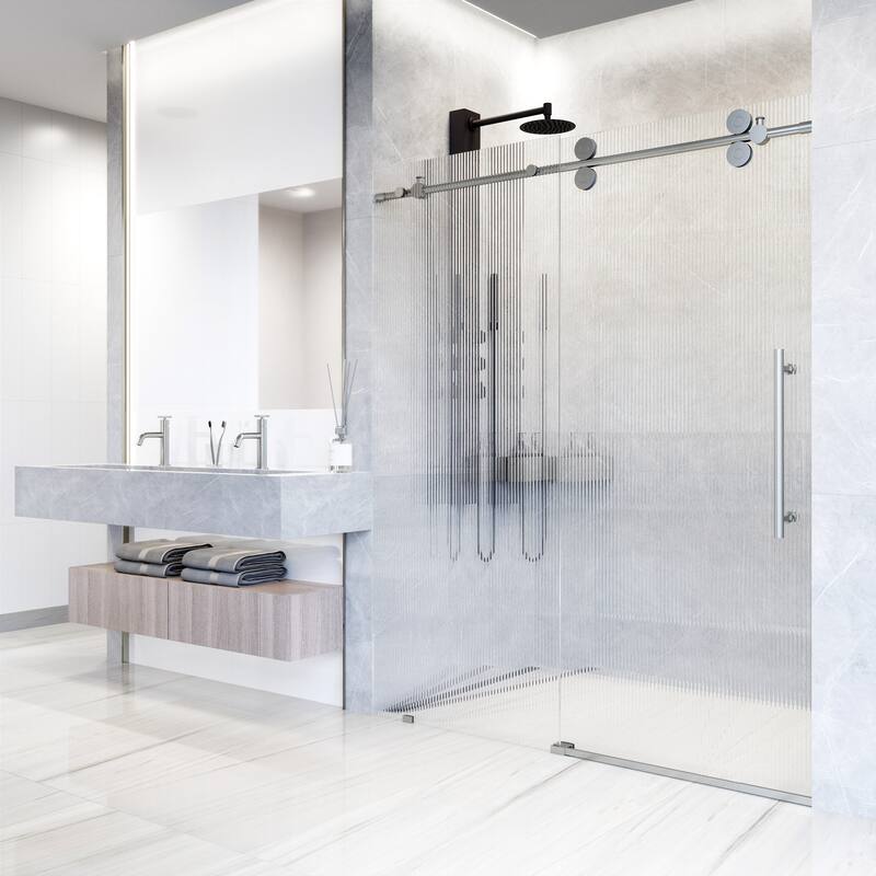 VIGO Elan 56" to 60" W x 74" H Frameless Sliding Shower Door