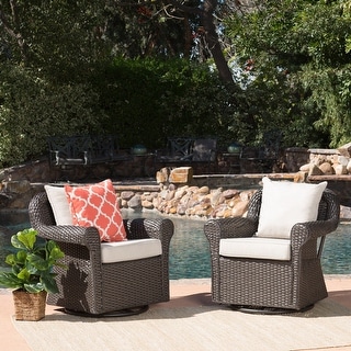 Amaya Cushioned Wicker Outdoor Rocking Chairs (Set of 2) by Christopher Knight Home
