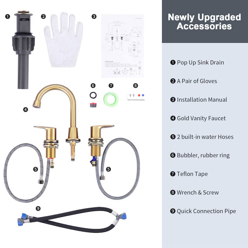 WOWOW 8 in. Widespread Bathroom Sink Faucet with Pop-Up Drain