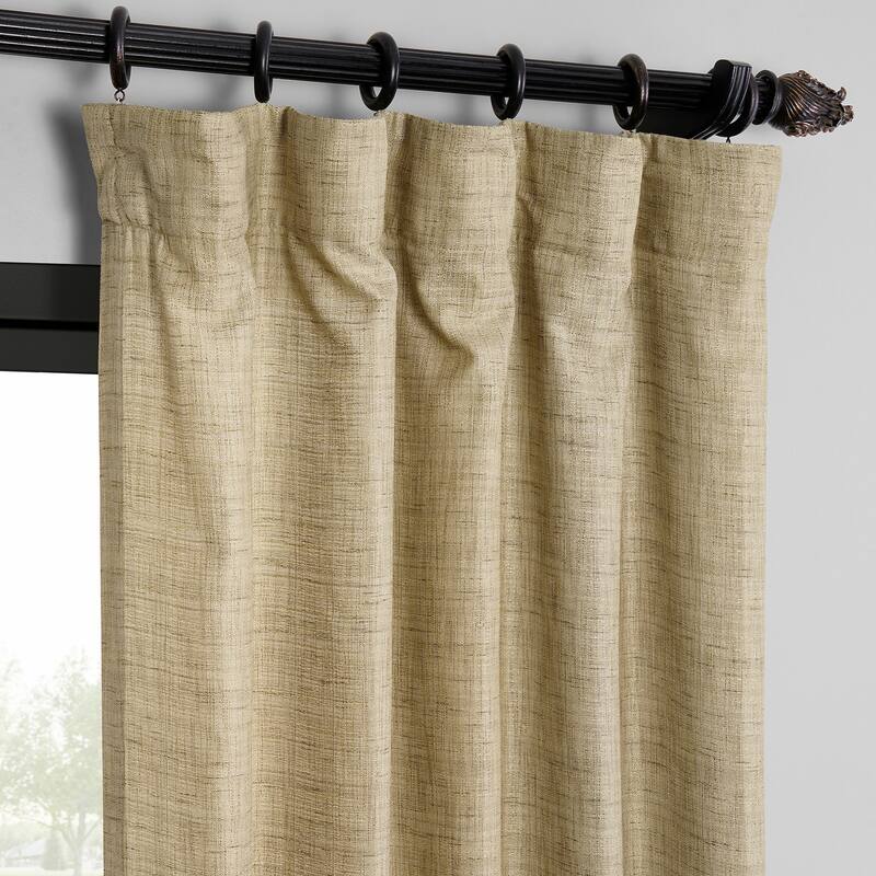 Exclusive Fabrics Raw Linen Weave Light Filtering Curtains for Bedroom & Living Room Curtains Pair - 2 Panel Drapes