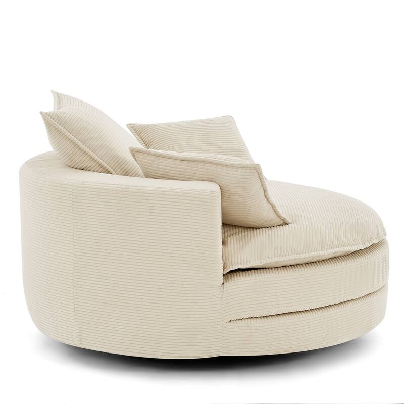 360° Swivel Accent Chair Round Barrel Chair, Living Room Oversized Single Sofa Chair Chaise Lounge Reading Sofa Armchair