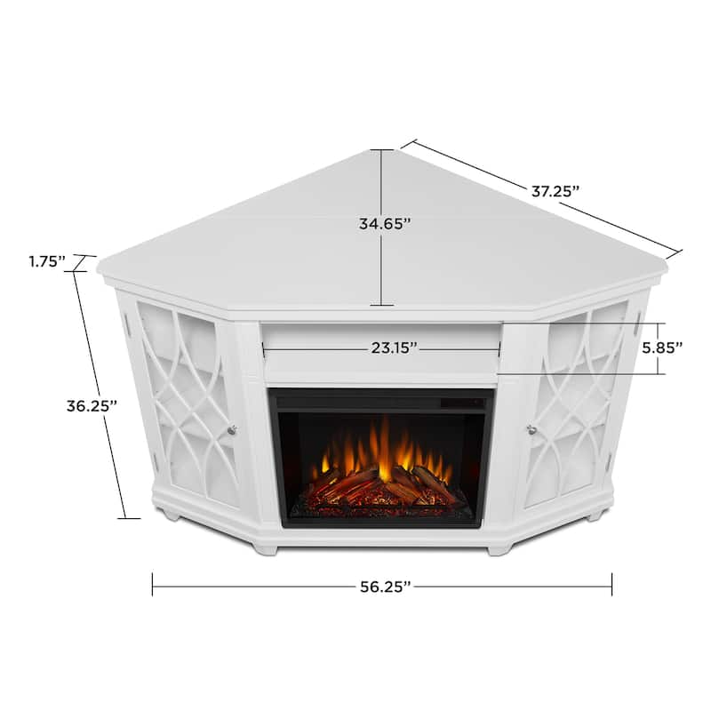 Lynette 56" TV Stand Electric Fireplace White by Real Flame