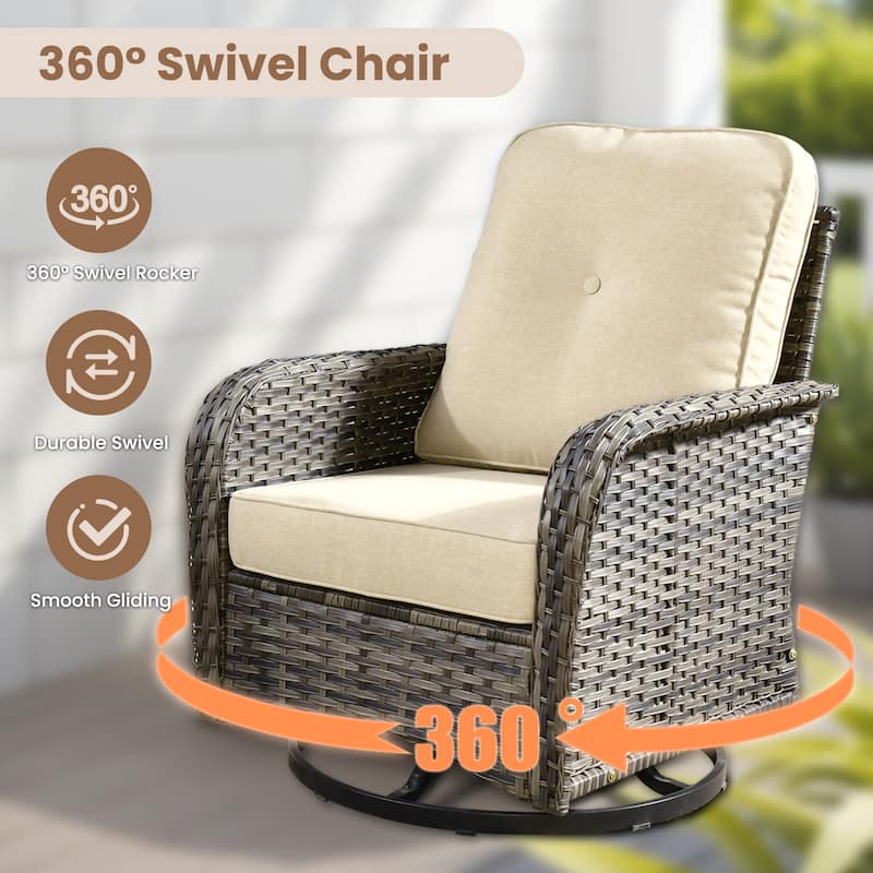 XIZZI 7-piece Outdoor Patio Furniture Set Wicker Chairs with Fire Table