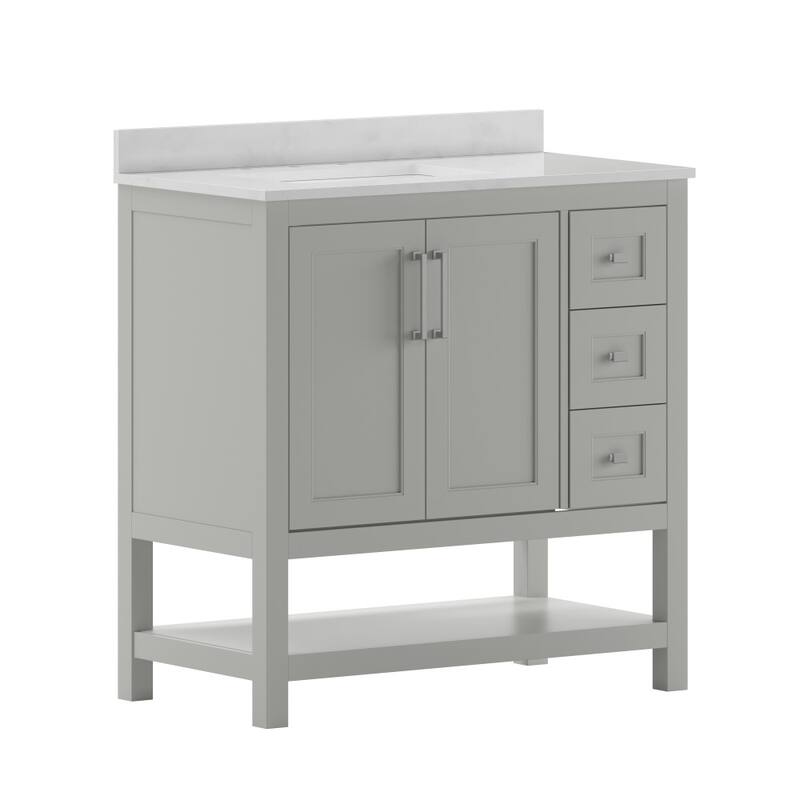 Bathroom Vanity with Sink, Open Storage, and Storage Drawers