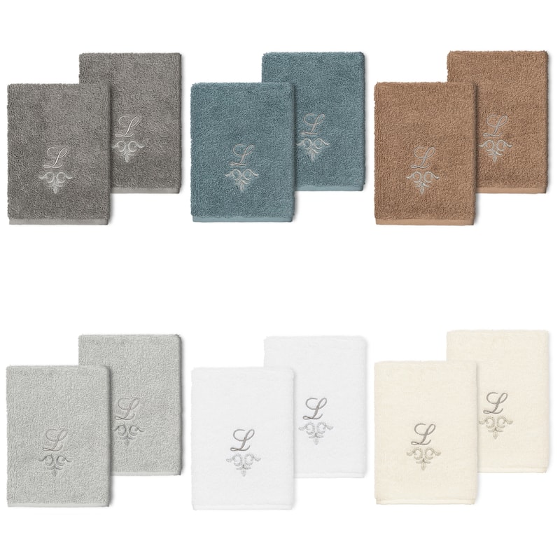 Authentic Hotel and Spa 100% Turkish Cotton Monica 2PC Embellished Washcloth Set