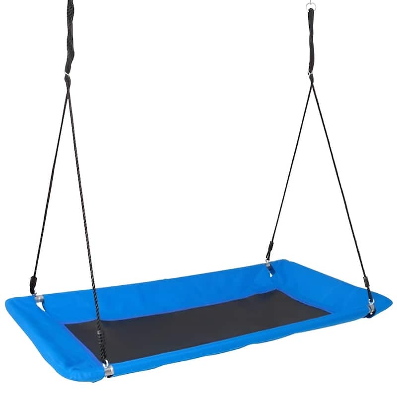 Blue 900D Oxford Tree Swing with Steel Frame, 700lb Kids Platform Seat - 60" L x 32" W x 2" H