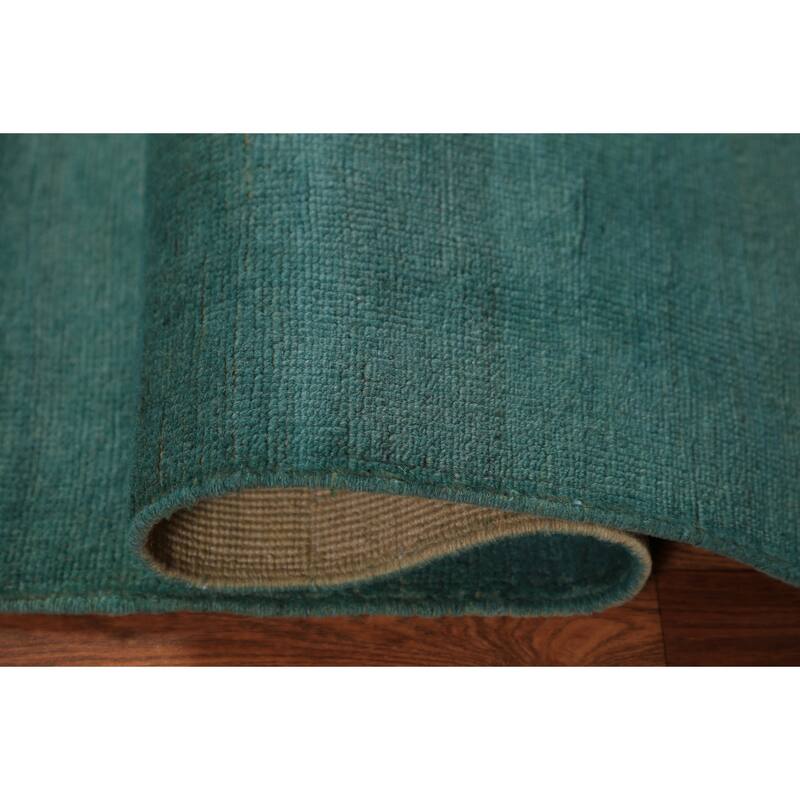 Hand Knotted Oriental 100% Wool Carpet Modern Stripe Green Gabbeh Area Rug - 4' 5'' X 3' 4''