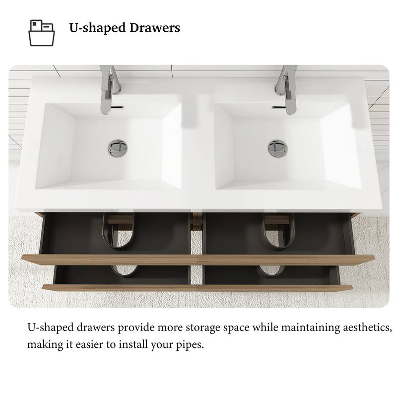 Floating Bathroom Vanity with two Resin Top