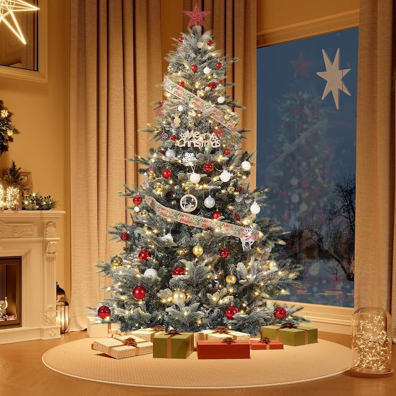 7.5 Ft Pre-Lit Slim Aspen Fir Artificial Christmas Tree