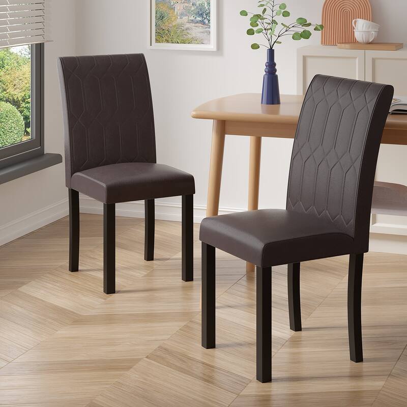 Javlergo Dining Chairs Set of 2/4/6 Upholstered Chairs with Solid Back for Kitchen Restaurant and Living Room - Set of 2 - Coffee