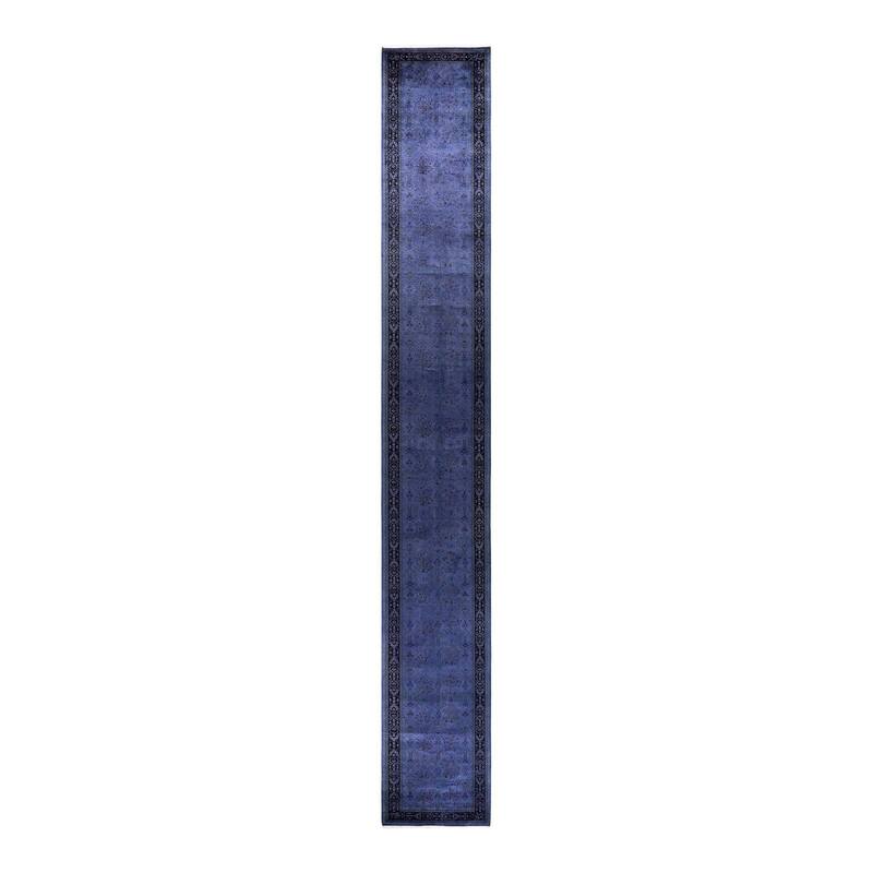 Fine Vibrance, One-of-a-Kind Hand-Knotted Runner Rug - Purple, 2' 8" x 19' 10" - 2' 8" x 19' 10"