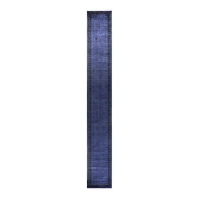 Fine Vibrance, One-of-a-Kind Hand-Knotted Runner Rug - Purple, 2' 8" x 19' 10" - 2' 8" x 19' 10"