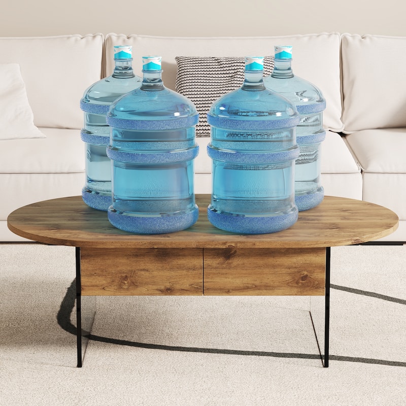 Coffee table with double drawers, both sides are transparent tempered glass, with excellent storage functions