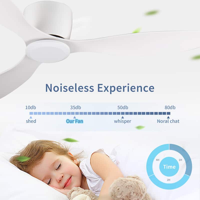 52"Flush Mount Ceiling Fan Without Light,3 Reversible Blades,With 6 Speeds Reversible Dc Motor,Low Profile Ceiling Fan