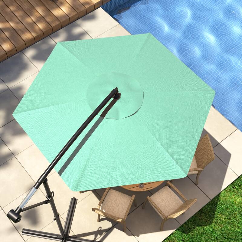 COSIEST 9ft Outdoor Patio Umbrella Offset Hanging Umbrella - LightGreen