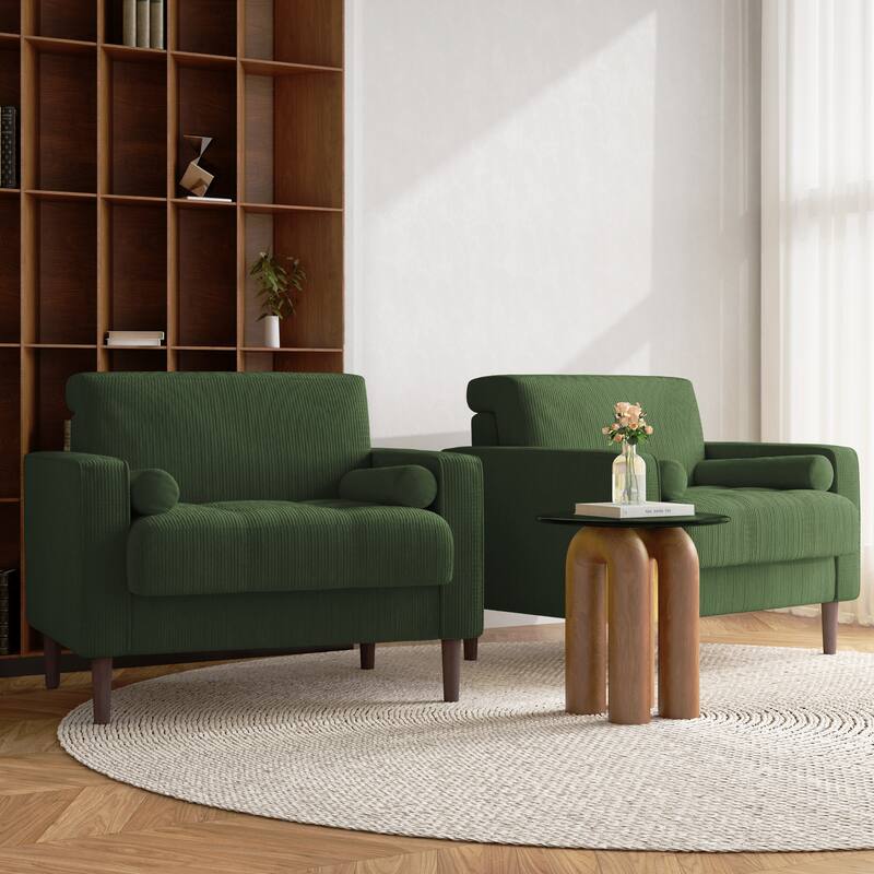 2 Set Modern Wide Armchair Corduroy Accent Chairs