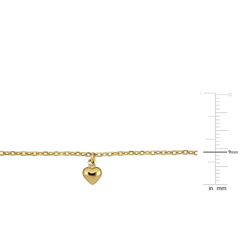Miadora Five Heart Charm Station Necklace in 14K Yellow Gold-14+2 ext