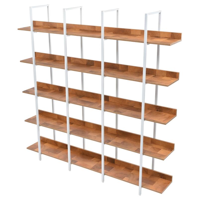 5 Tier Bookshelf Office Bookshelf Metal Frame MDF Board
