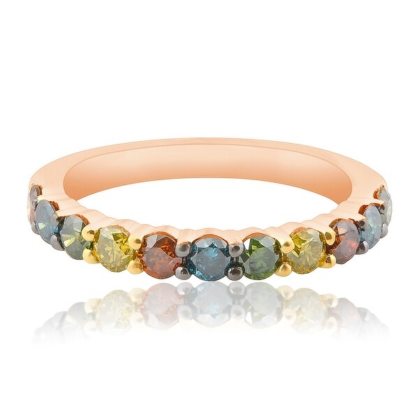 Prism Jewel 2.80MM 1.00 TDW Round Brilliant Cut Multi Color Diamond Anniversary Band