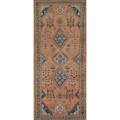 Hamedan Persian Vintage Runner Rug Hand-Knotted Wool Carpet - 3'4"x 9'8"