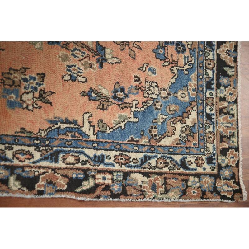Hand Knotted Oriental 100% Wool Carpet Traditional Floral Peach Hamedan Area Rug - 8' 8'' X 5' 8''
