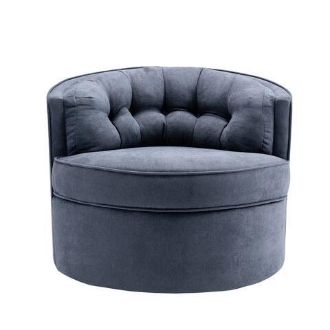 33" W Swivel Round Barrel Chair, Comfy Tufted Back Fabric Accent Leisure Chair