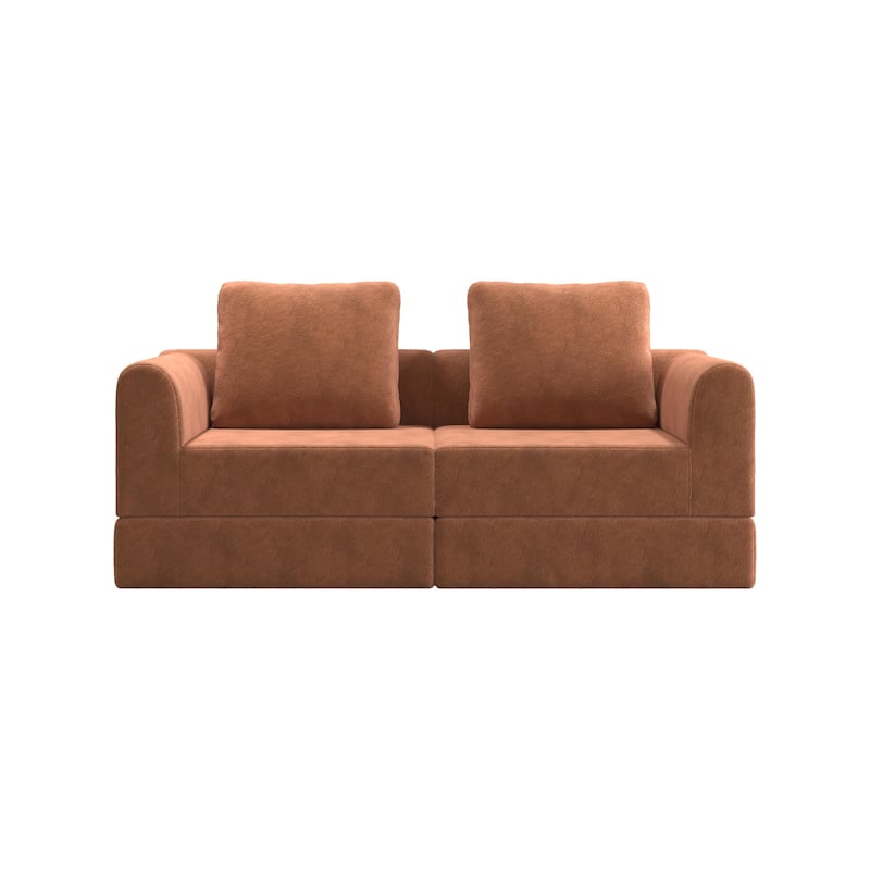 Folding 2 Tier Loveseat Sofa Portable Futon Couch with Cushion Support