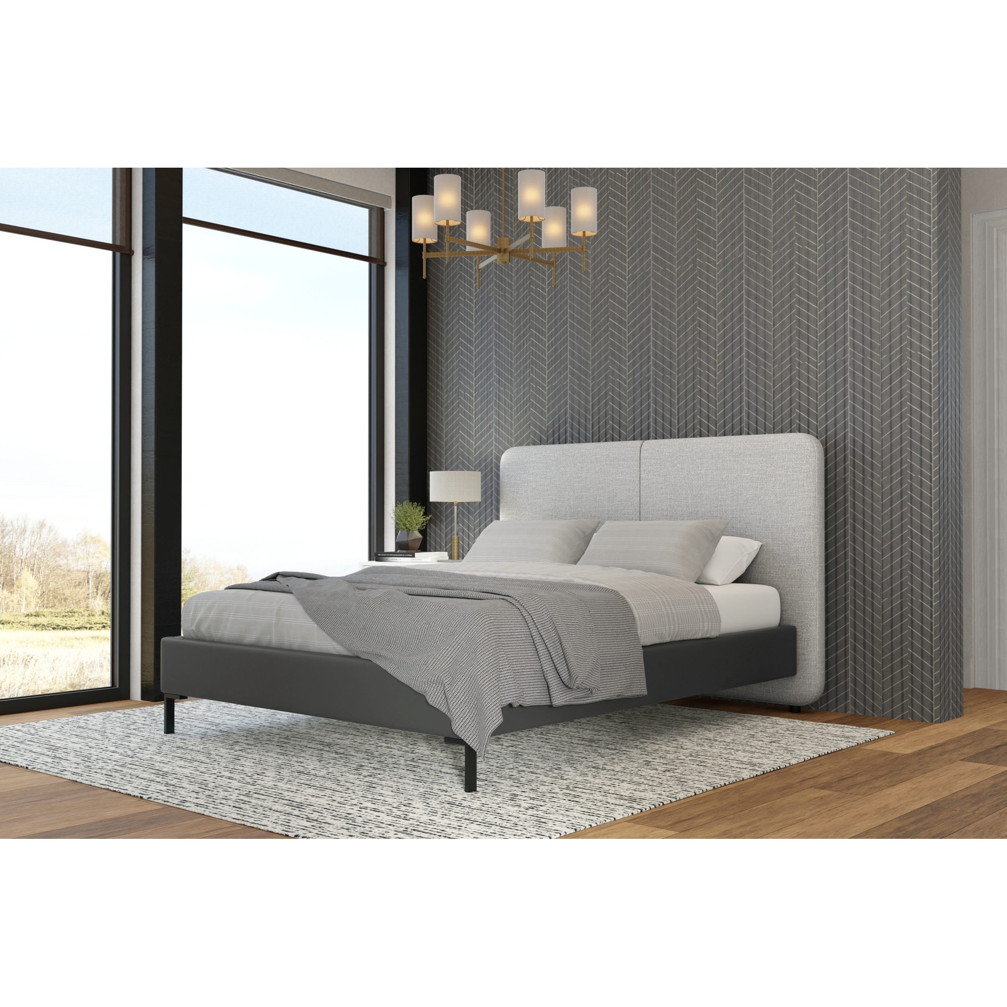 Alpine britney upholstered platform bed top