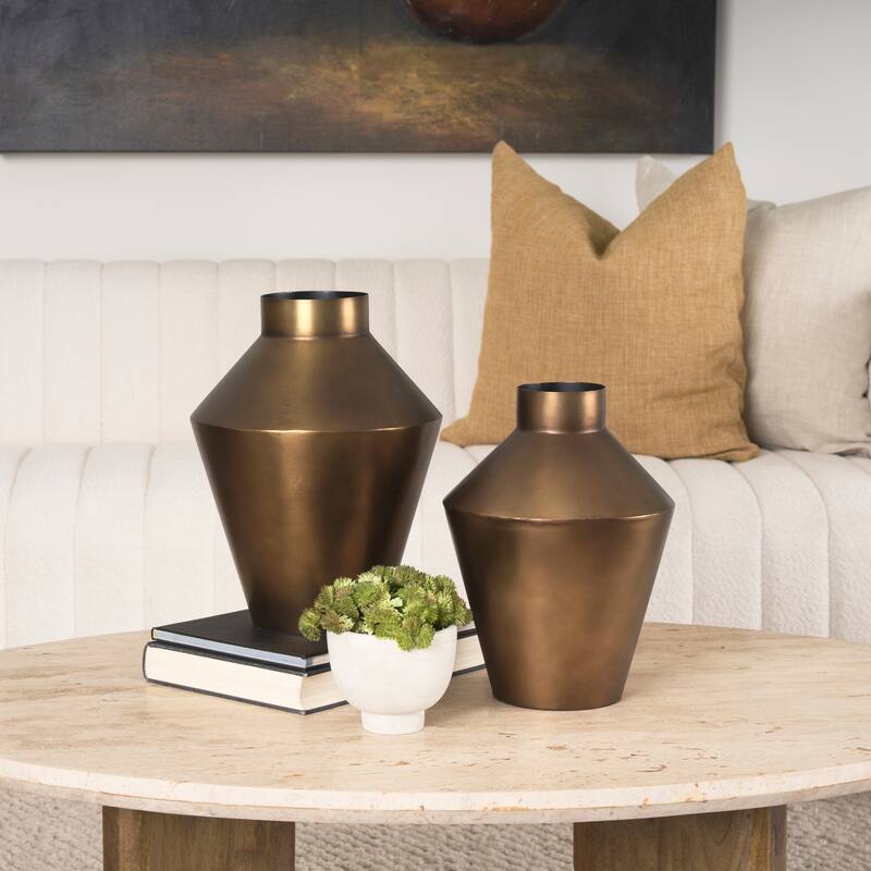 Perrin Large Brushed Gold Metal Decorative Vase