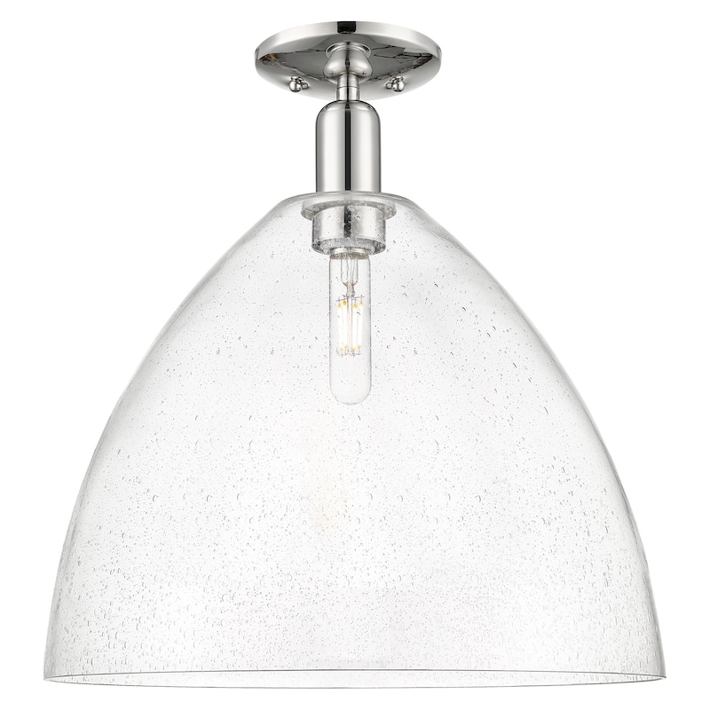 Innovations Lighting 716-1C-19-16 Bristol Semi-Flush Bristol 16" Wide - Polished Nickel / Seedy