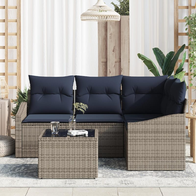 vidaXL 5 Piece Garden Sofa Set with Cushions - 70.3×48.6×27.2